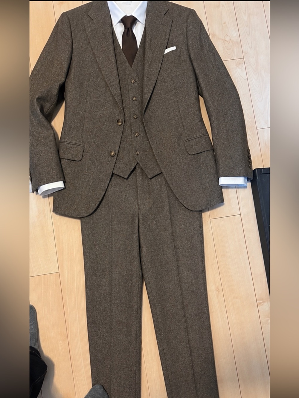 JACK FRAZEER pure new Wool 80s harringbone 3 piece suit (40r-42r)